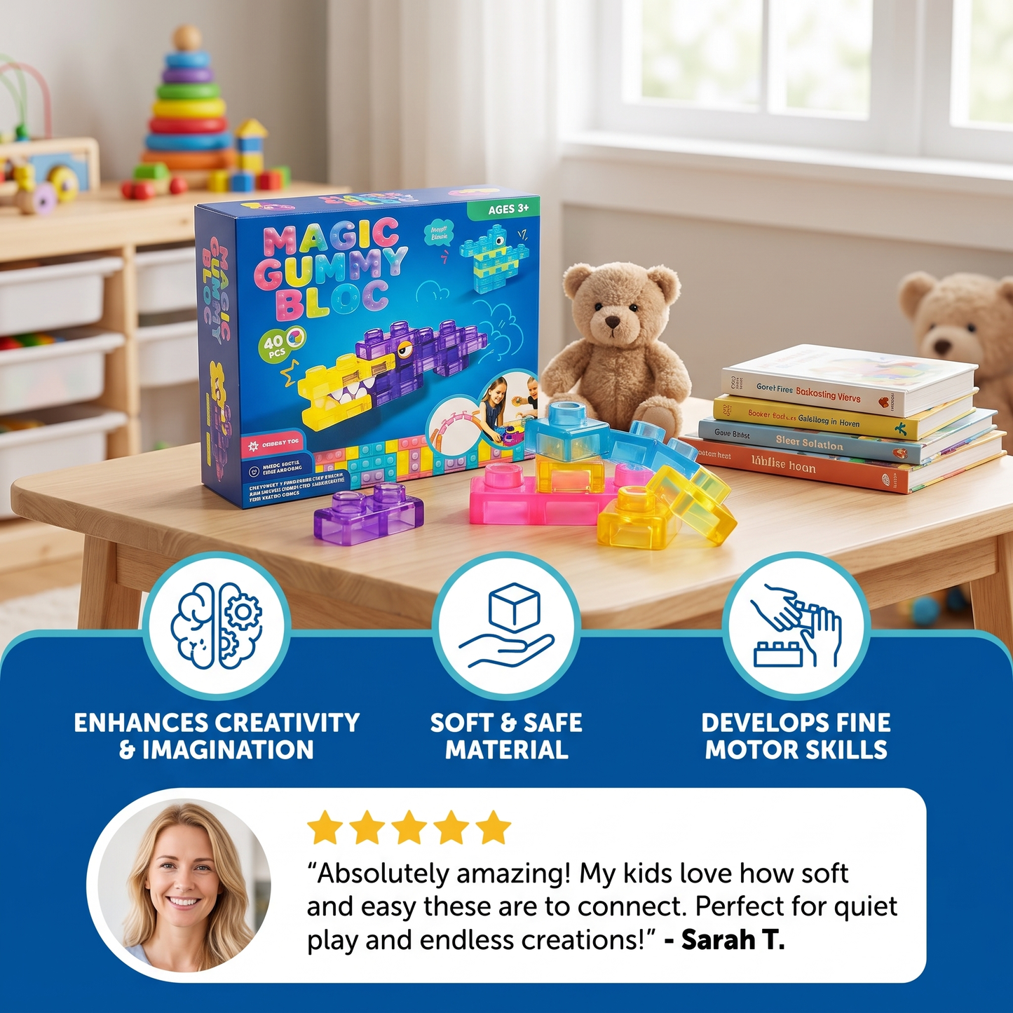 Magical gummy blocks, soft building blocks for children