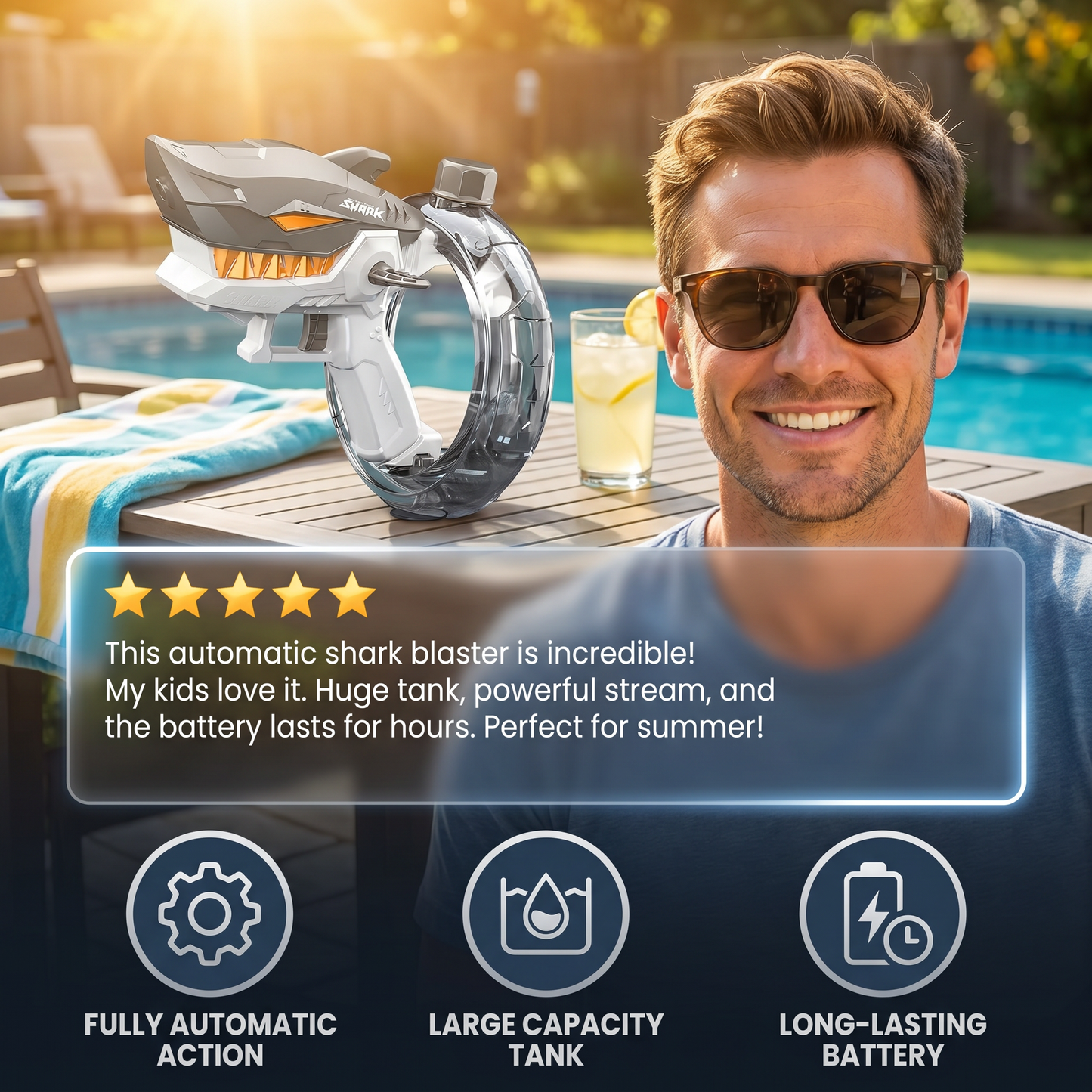 Electric Shark Water Gun for Kids – Fully Automatic Water Blaster for Hot Summer Fun