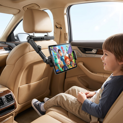 360° Rotating Car Headrest Tablet Holder – Back Seat Mount for Tablets
