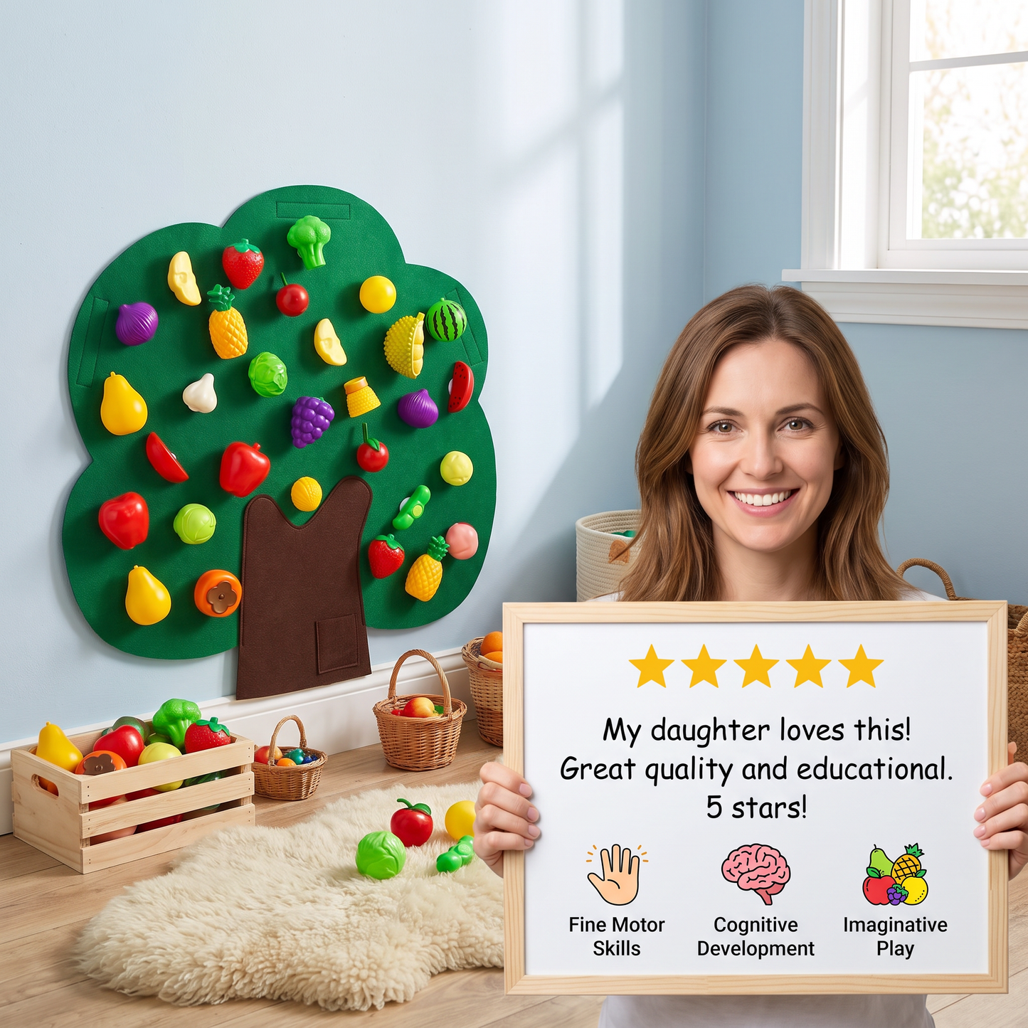 Felt Fruit Tree Activity Board – Montessori Learning Toy