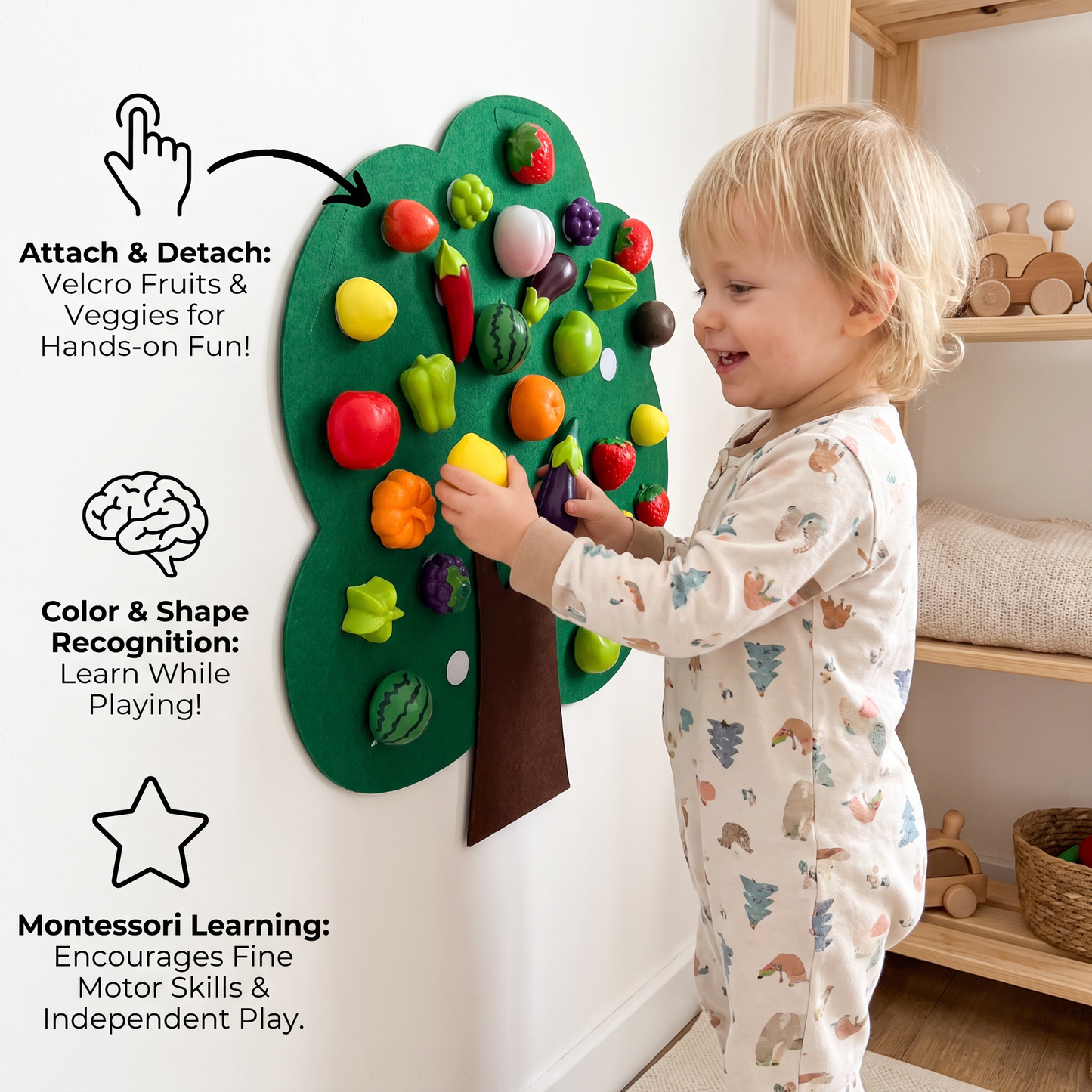 Felt Fruit Tree Activity Board – Montessori Learning Toy