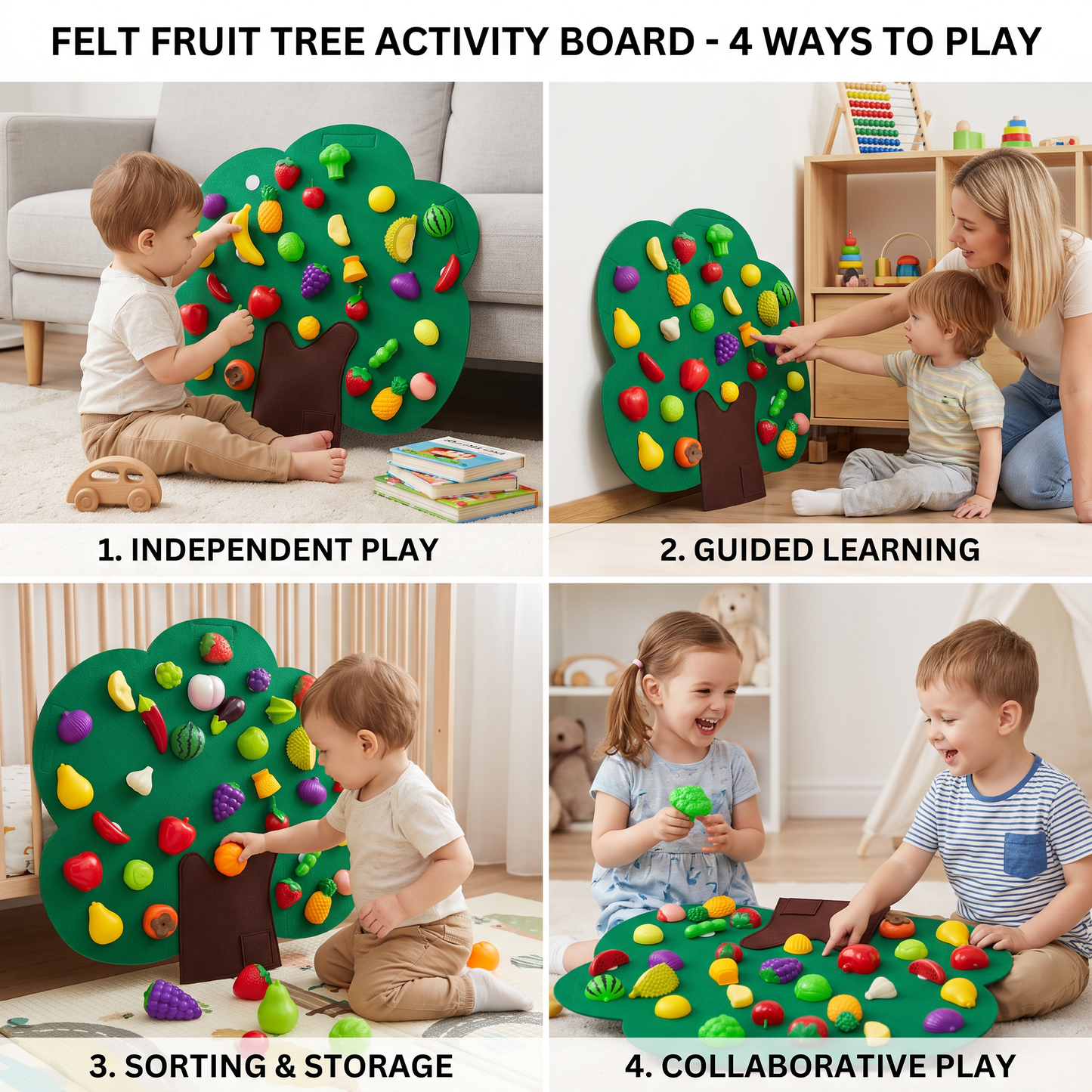 Felt Fruit Tree Activity Board – Montessori Learning Toy