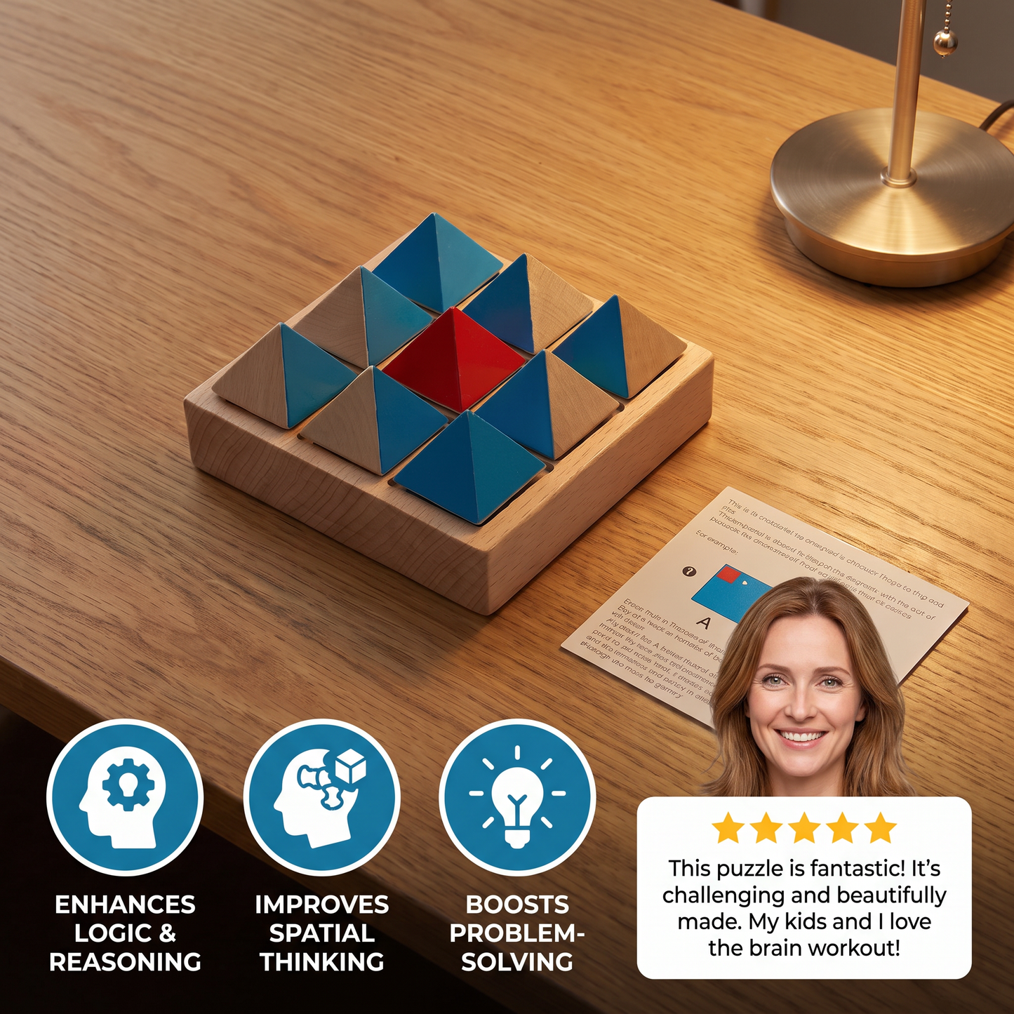 Wooden Geometric Pattern Puzzle – Logic & Spatial Thinking Game