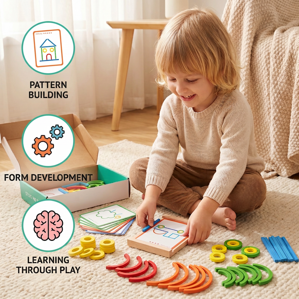 Educational Montessori Sticks and Rings Building Blocks