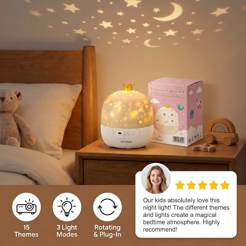 2-in-1 children's night light and projector