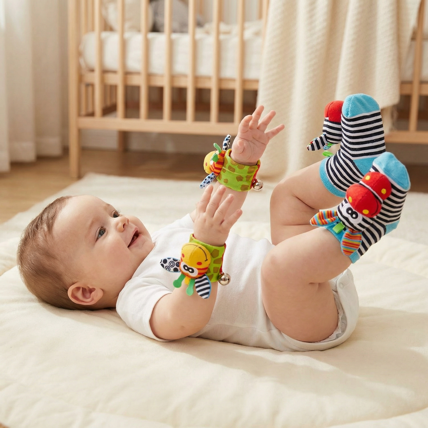 Sensory Baby Plush Socks and Wristband