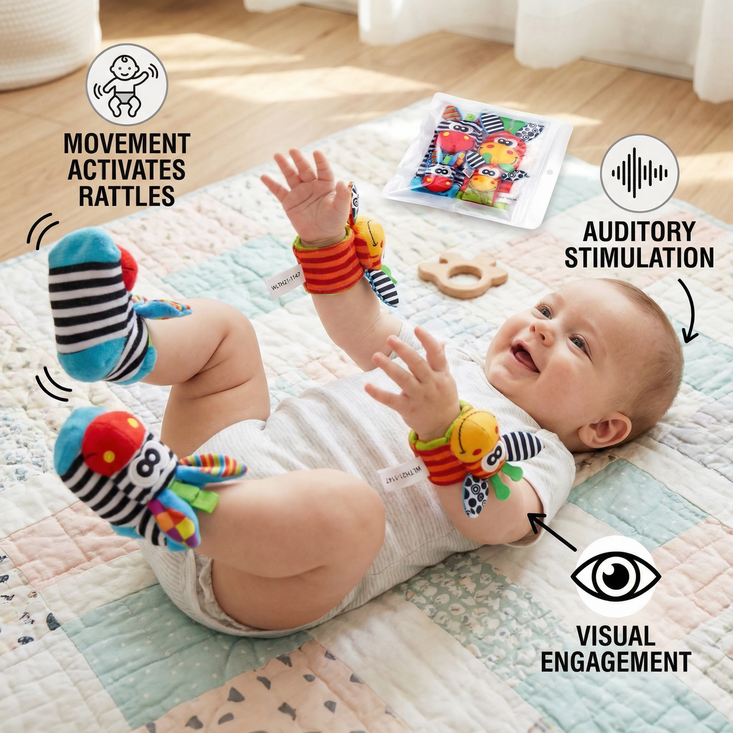Sensory Baby Plush Socks and Wristband