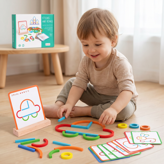 Educational Montessori Sticks and Rings Building Blocks