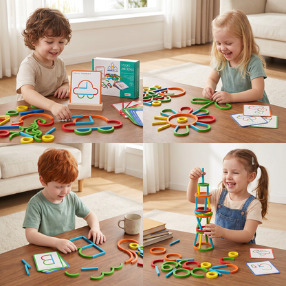 Educational Montessori Sticks and Rings Building Blocks
