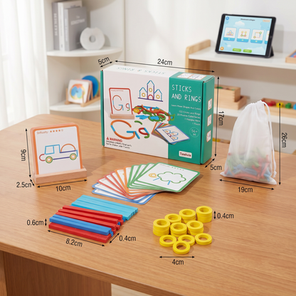 Educational Montessori Sticks and Rings Building Blocks