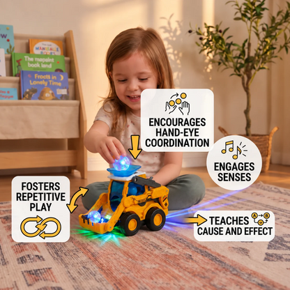 Musical Light-Up Excavator Toy with Continuous Ball Scooping Action