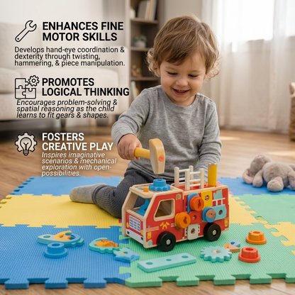 Montessori Wooden Firefighter Tool Box & Building Set