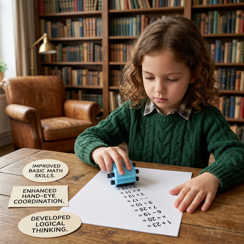 4-in-1 Math Roller Stamp – Addition, Subtraction, Multiplication & Division Practice