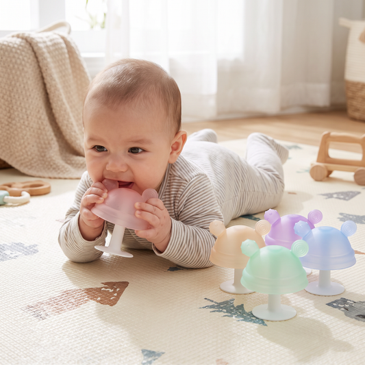 Baby Mushroom Silicone Teether for Tiny Hands