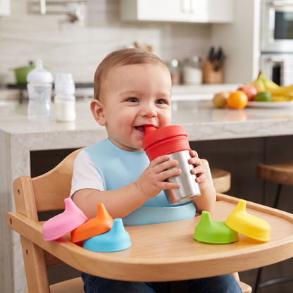 BPA-Free Spillproof Silicone Sippy Cup Lids with Straw