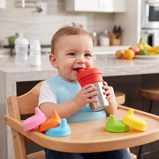 BPA-Free Spillproof Silicone Sippy Cup Lids with Straw