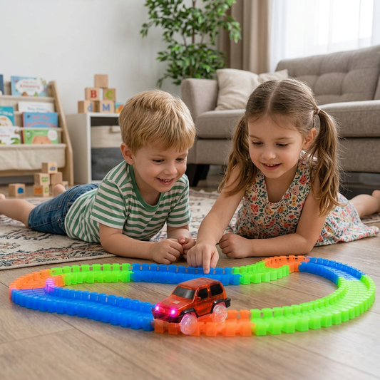 Glow-in-the-Dark Flexible Sand Race Track Set for Kids