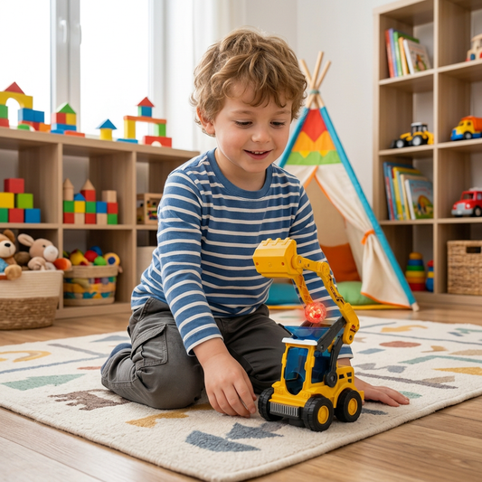 Interactive Light-Up Construction Bulldozer with Ball Launcher for Kids