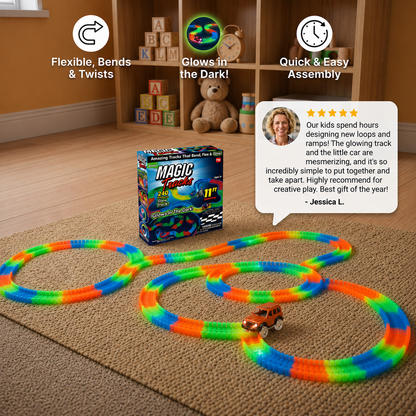 Glow-in-the-Dark Flexible Sand Race Track Set for Kids