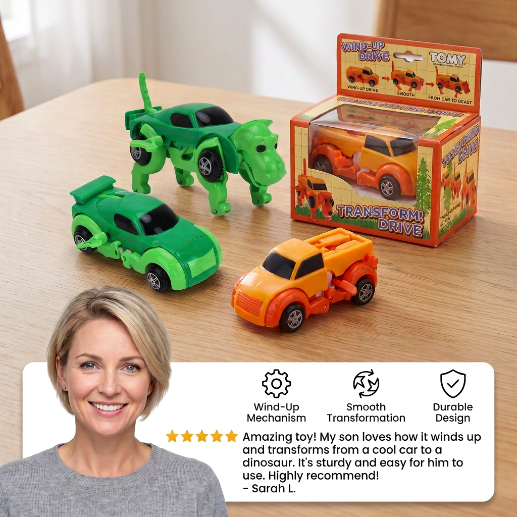 Wind-Up Transforming Animal Car Toy