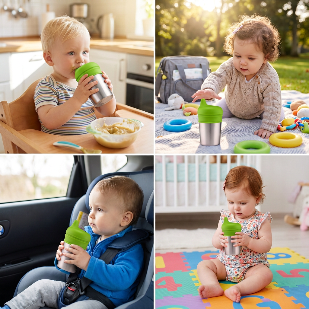 BPA-Free Spillproof Silicone Sippy Cup Lids with Straw