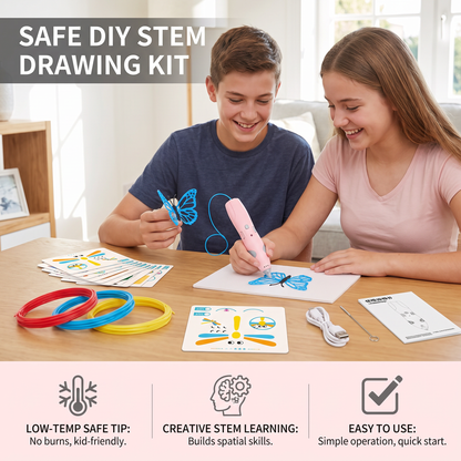Low-Temperature 3D Pen Set for Kids – Safe DIY STEM Drawing Kit