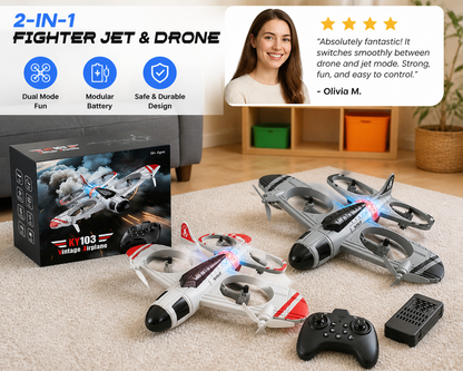 2-in-1 Remote Control Fighter Jet & Drone Toy