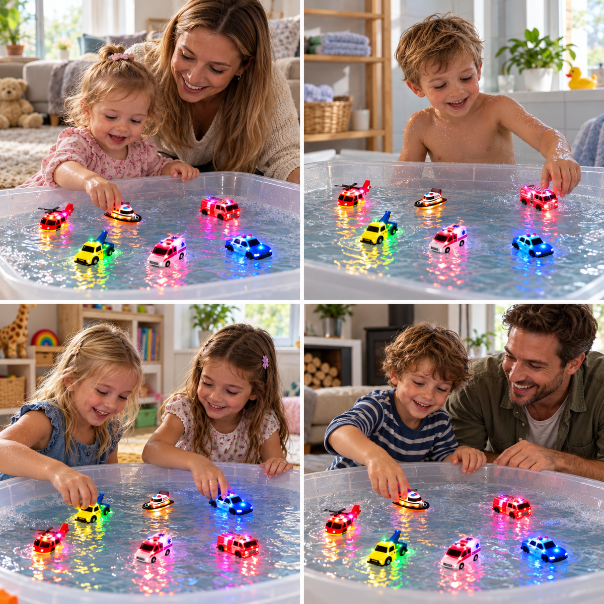 6-Pack Color-Changing Emergency Vehicle Bath Toys for Babies & Toddlers