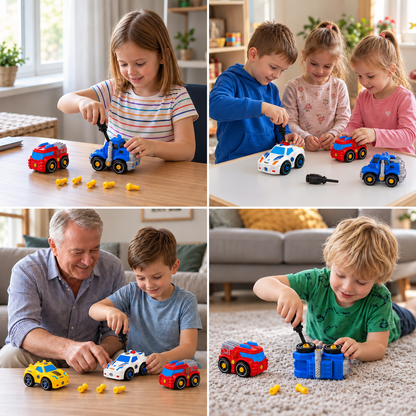 4-Piece DIY Take-Apart City Vehicle Set with Toy Drill