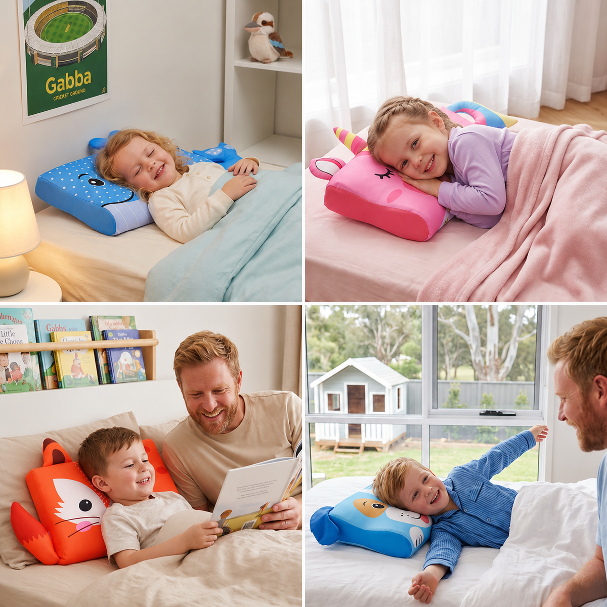 Calming Ergonomic Kids’ Pillow with Cartoon Animal Pillowcase