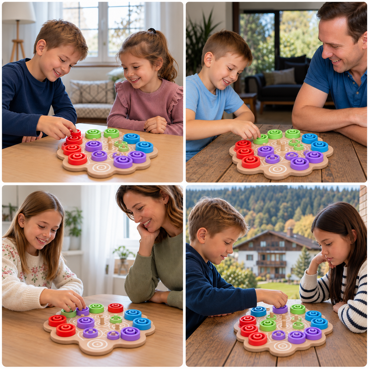 Early Educational 3-Level Wooden Tic-Tac-Toe Strategy Game