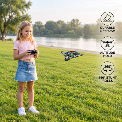 Durable Foam RC Fighter Plane with Altitude Hold & 360° Stunt Rolls