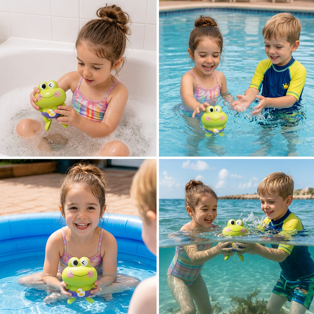Cute Wind-Up Swimming Frog Bath Toy for Kids