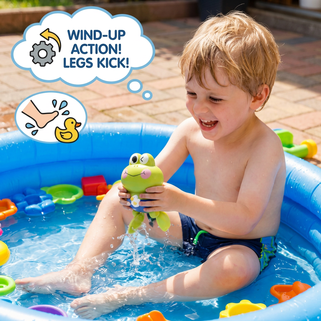 Cute Wind-Up Swimming Frog Bath Toy for Kids