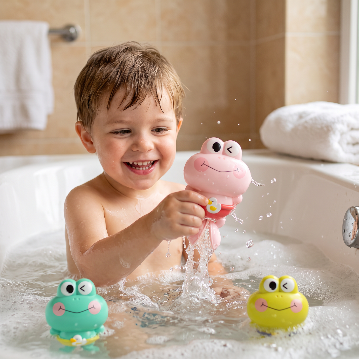 Cute Wind-Up Swimming Frog Bath Toy for Kids
