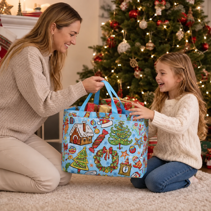 Reusable Christmas Gift Bags with Handles – Assorted Holiday Designs