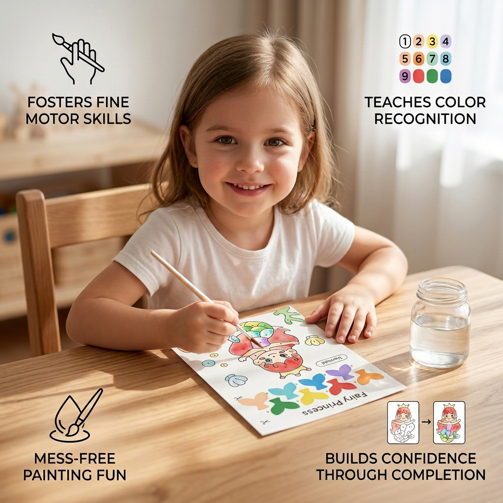 Watercolor Painting Book with Brush – Mess-Free Paint with Water Fun