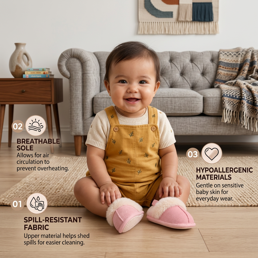 Fluffy Baby & Toddler Slippers with Soft Plush Lining and Non-Slip Soles