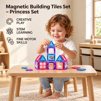 Princess Castle Travel Play Set with Compact Metal Storage Box