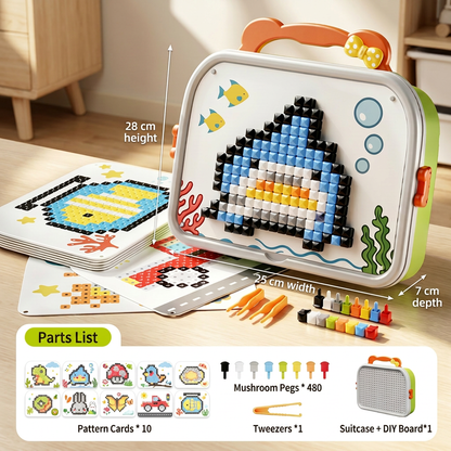 Kids Montessori Mushroom Pegboard Mosaic Puzzle Set
