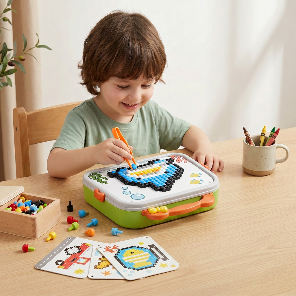 Kids Montessori Mushroom Pegboard Mosaic Puzzle Set