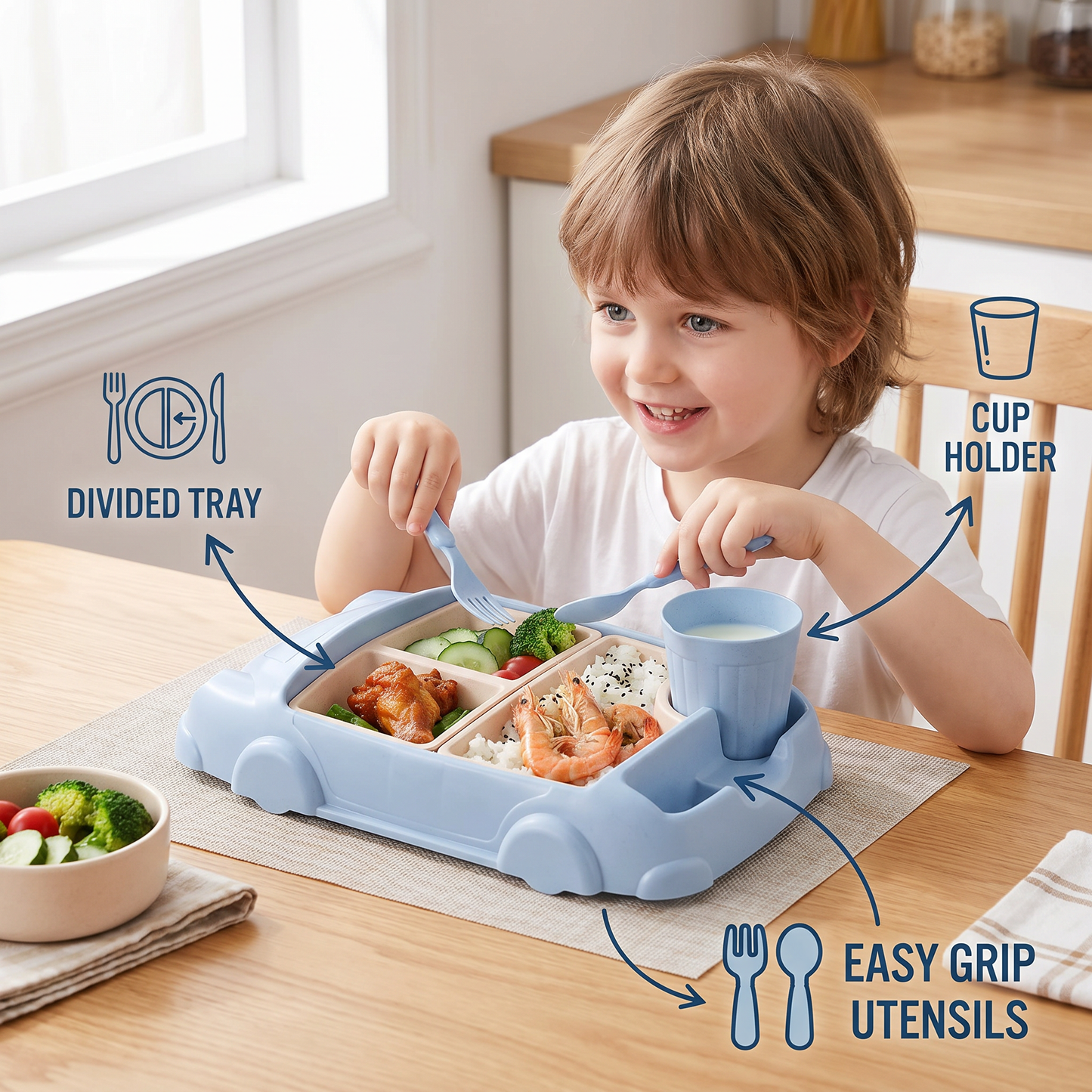 Kids Dinnerware Set in Car Design