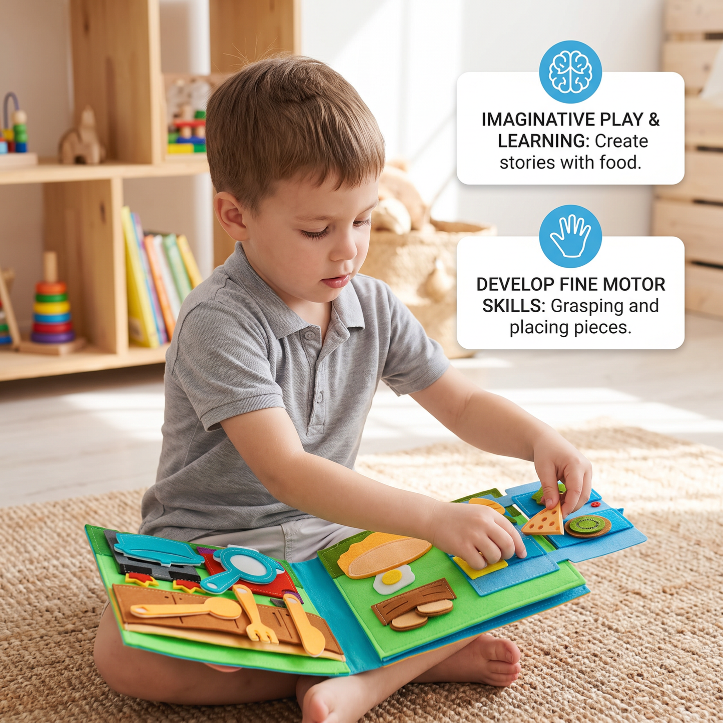 Montessori Felt Busy Book for Children – Dressing, Sorting & Everyday Learning