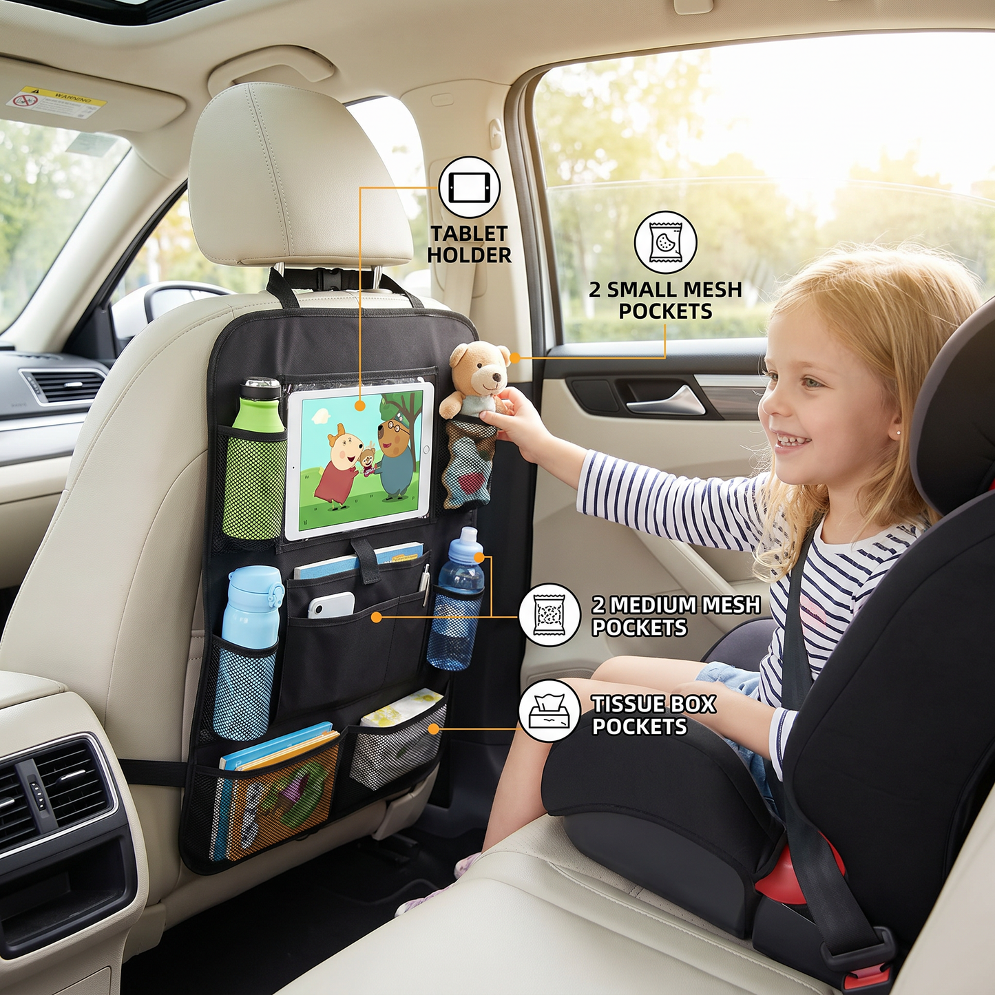 Car Seat Protector and Organizer for Children
