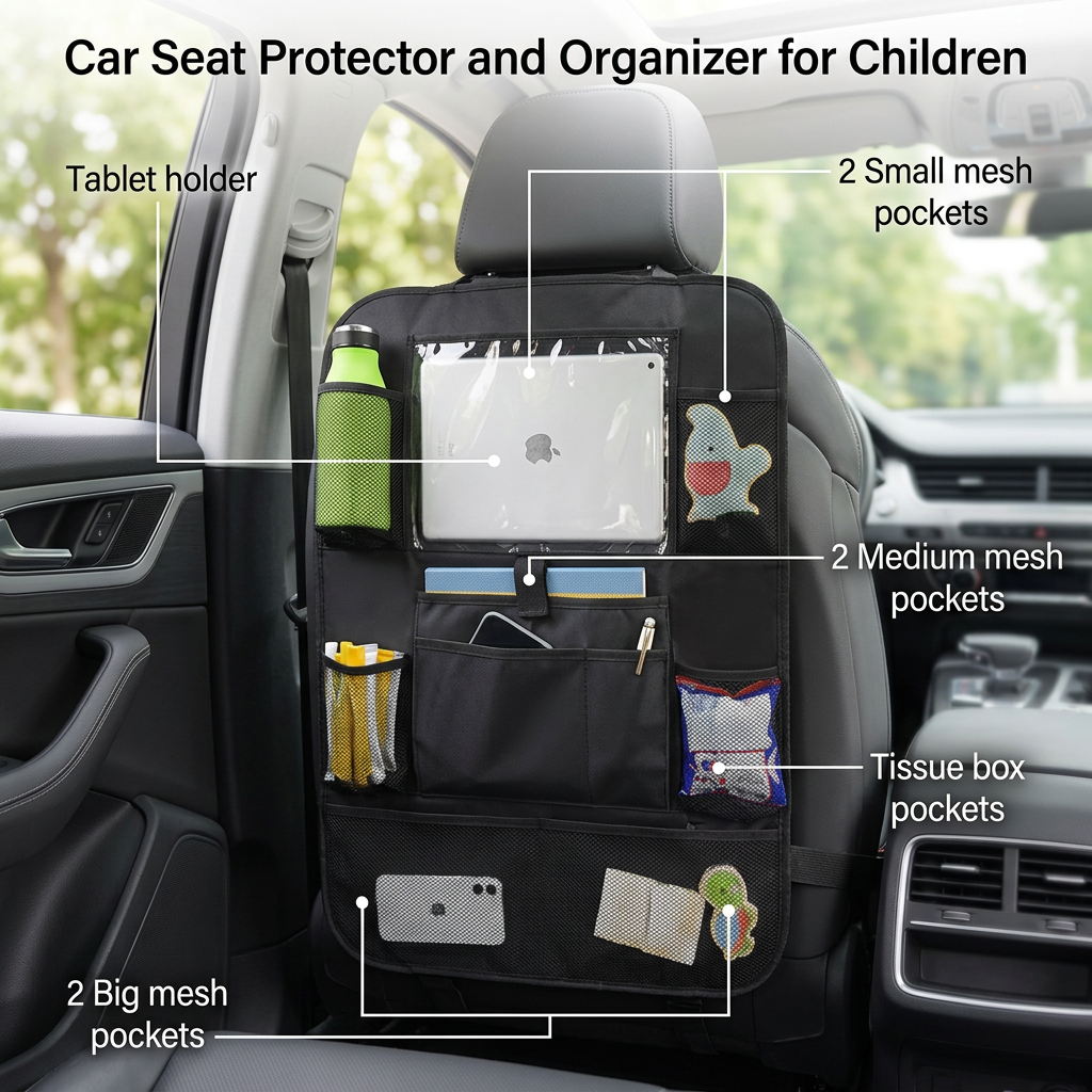 Car Seat Protector and Organizer for Children