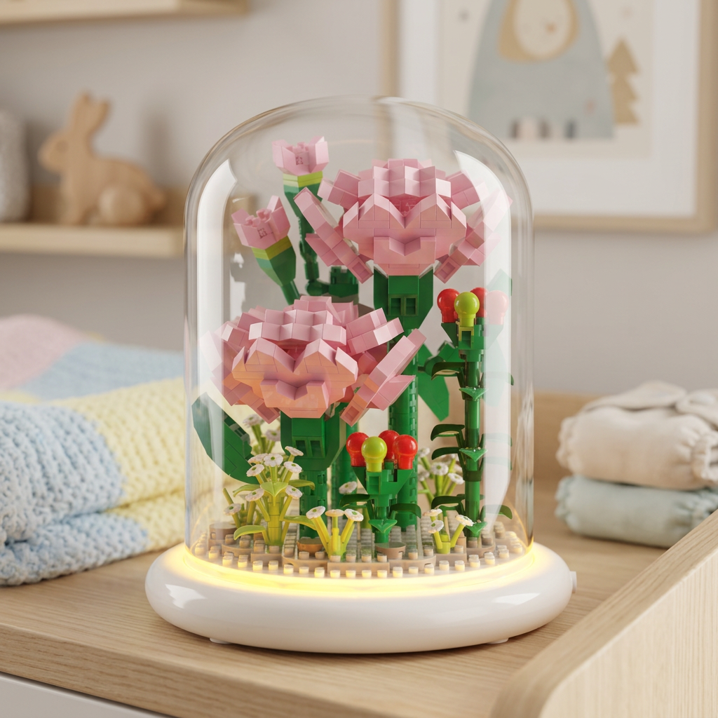 Elegant Building Block Flower in a Glass