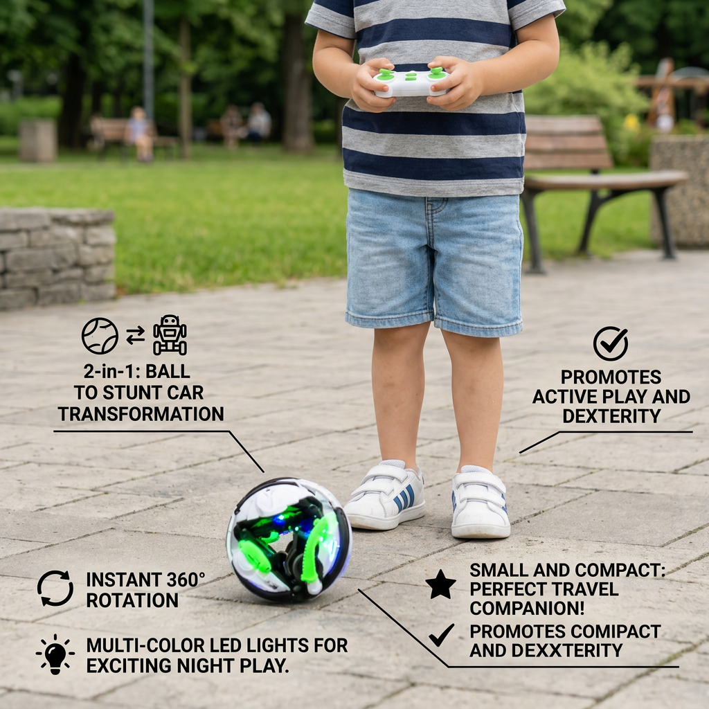 2-in-1 Remote Control Transforming Stunt Car with 360° Rotation & LED Lights