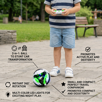 2-in-1 Remote Control Transforming Stunt Car with 360° Rotation & LED Lights