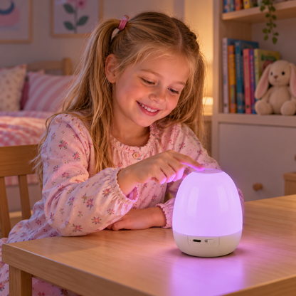 Egg-Shaped Silicone Night Light – Touch Control, 7-Colour Changing
