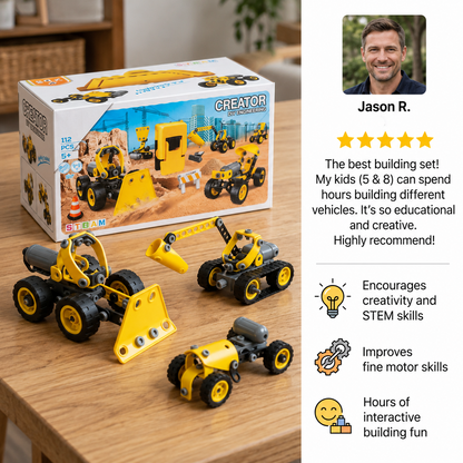 10-in-1 Creative Electric Construction Truck Building Set for Kids